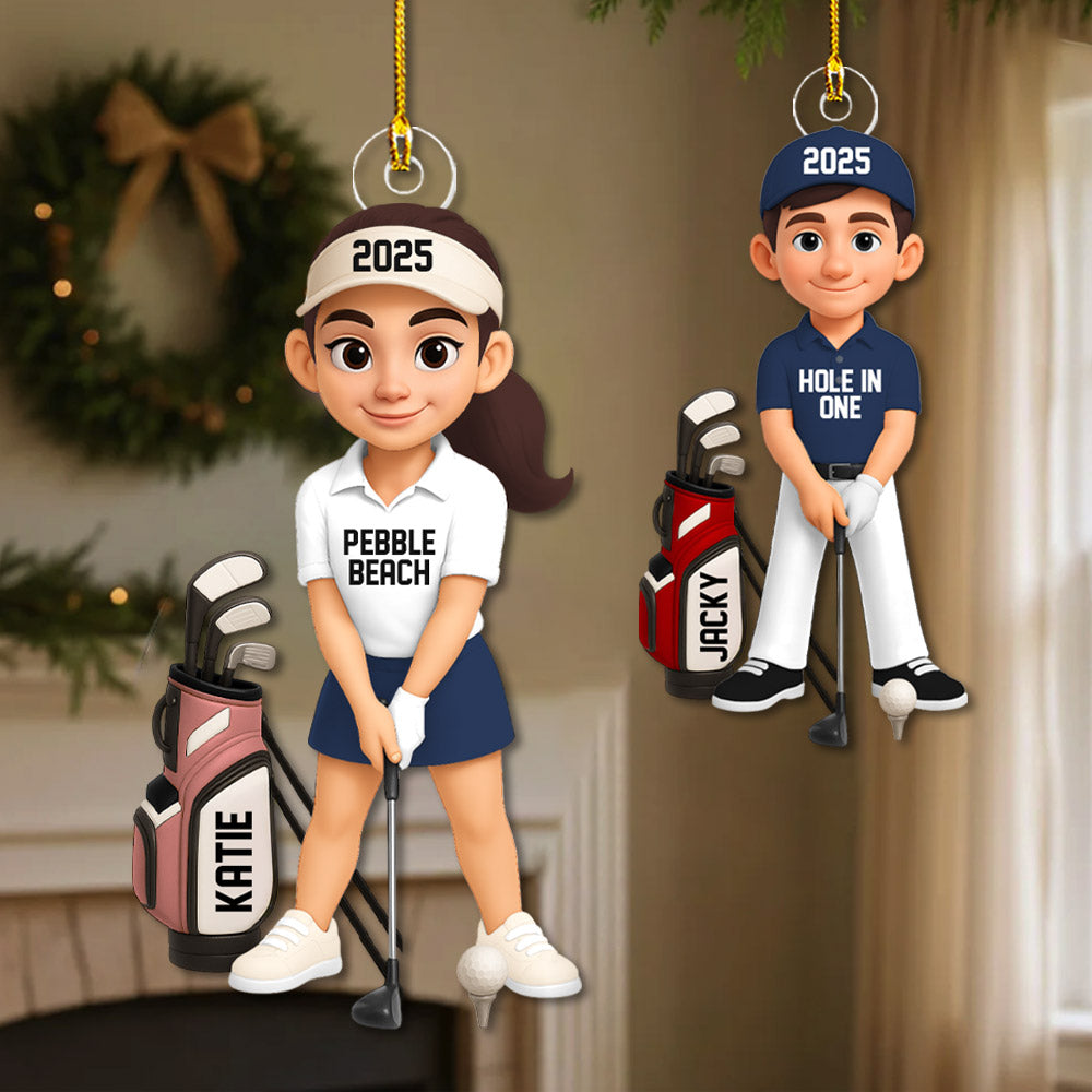 Personalized Golf Ornament - Custom Golfer Christmas Decoration - Golf Gift  Na02 Pt99