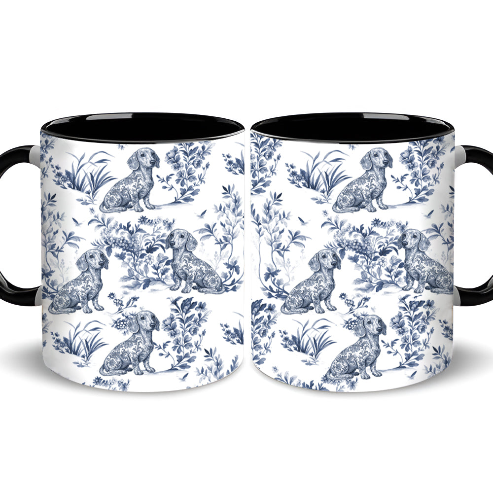 Custom Dog Breeds Toile de Jouy Mug - Blue Toile Coffee Cup for Dog Mom, Custom Dog Breeds Toile de Jouy Mug Lover Gifts, Dog Tea Drinkware Hv01