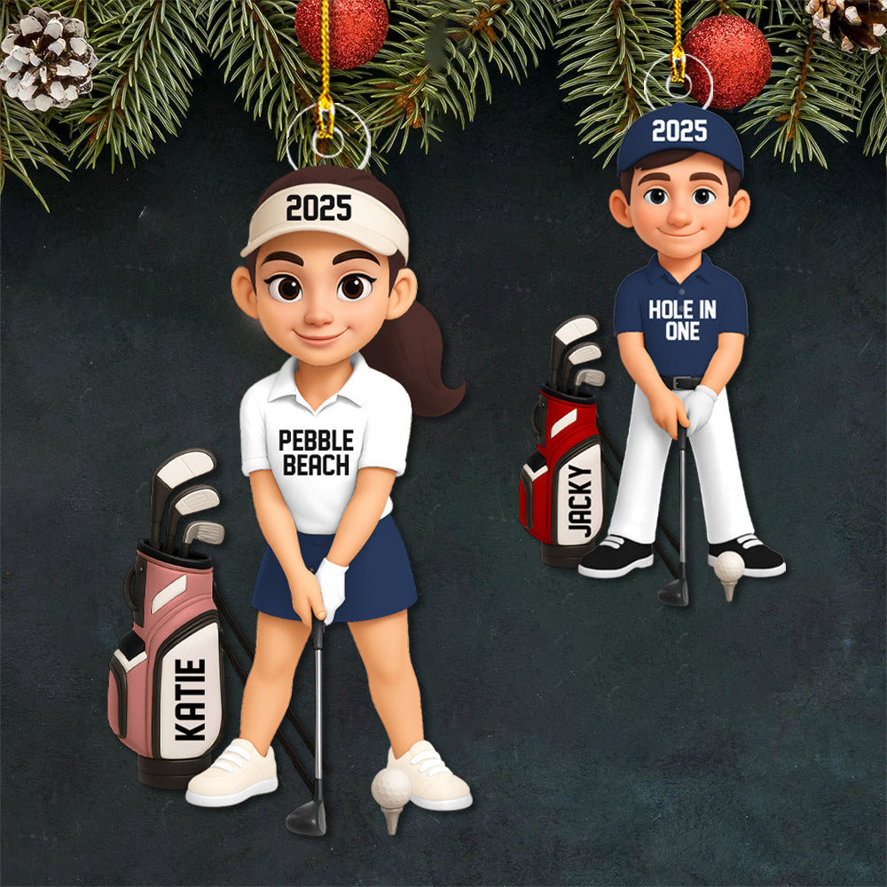 Personalized Golf Ornament - Custom Golfer Christmas Decoration - Golf Gift  Na02 Pt99