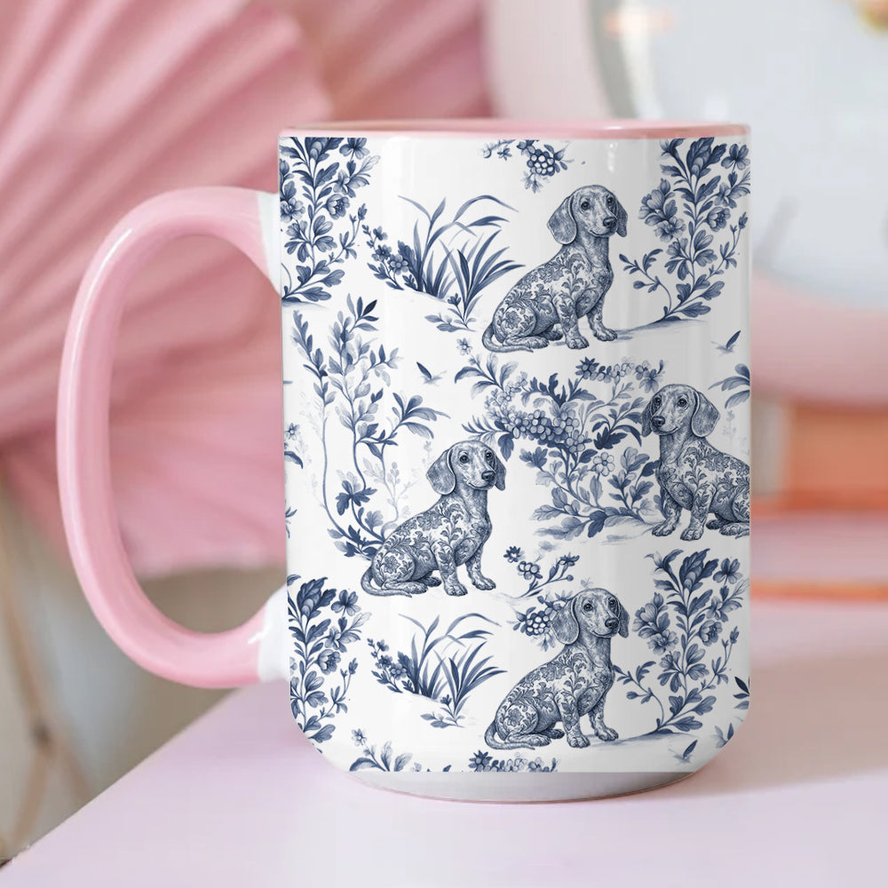 Custom Dog Breeds Toile de Jouy Mug - Blue Toile Coffee Cup for Dog Mom, Custom Dog Breeds Toile de Jouy Mug Lover Gifts, Dog Tea Drinkware Hv01
