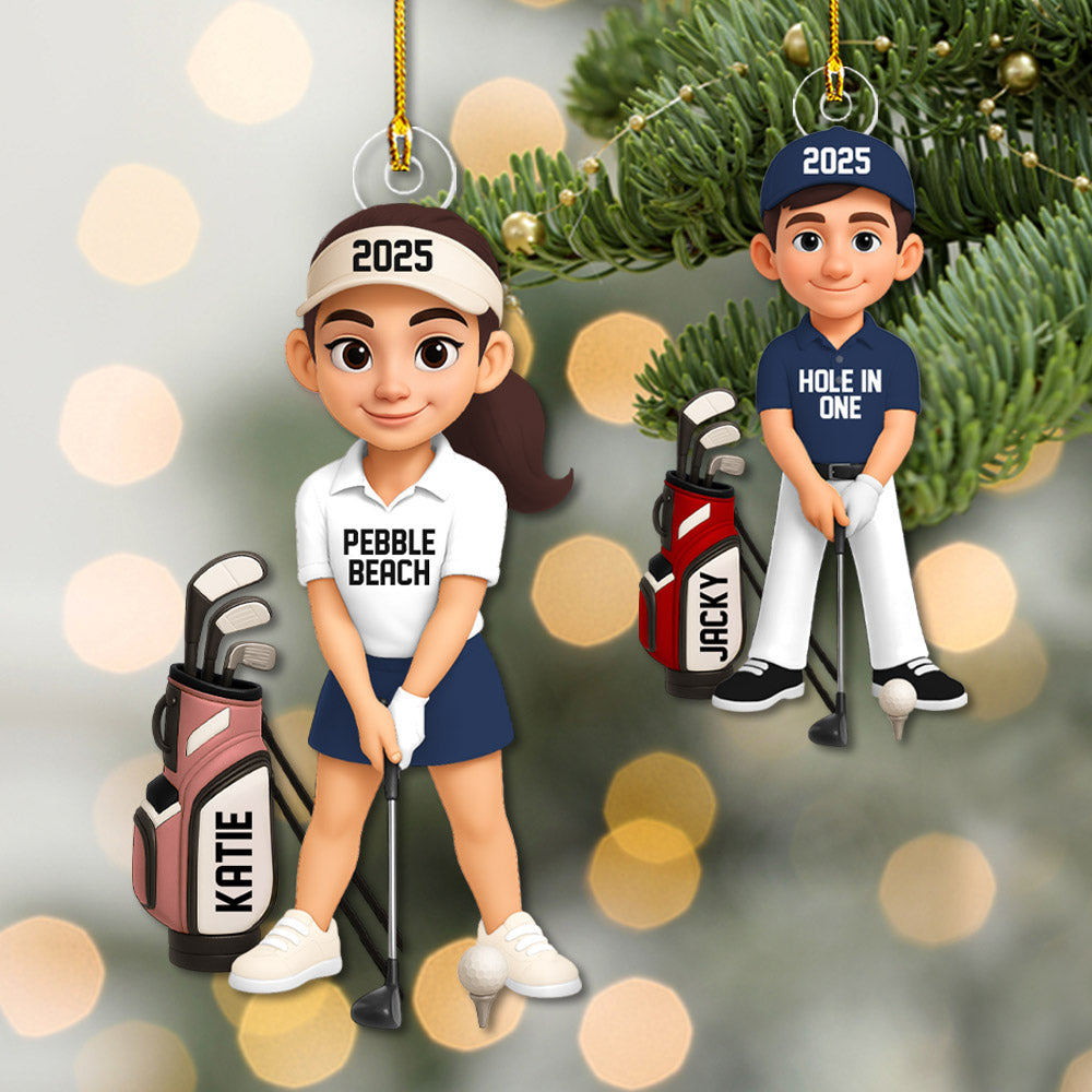 Personalized Golf Ornament - Custom Golfer Christmas Decoration - Golf Gift  Na02 Pt99