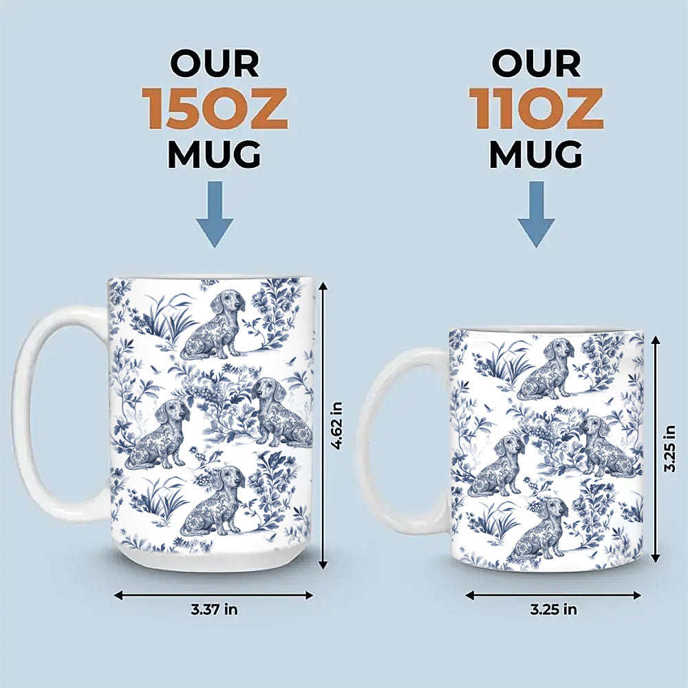 Custom Dog Breeds Toile de Jouy Mug - Blue Toile Coffee Cup for Dog Mom, Custom Dog Breeds Toile de Jouy Mug Lover Gifts, Dog Tea Drinkware Hv01