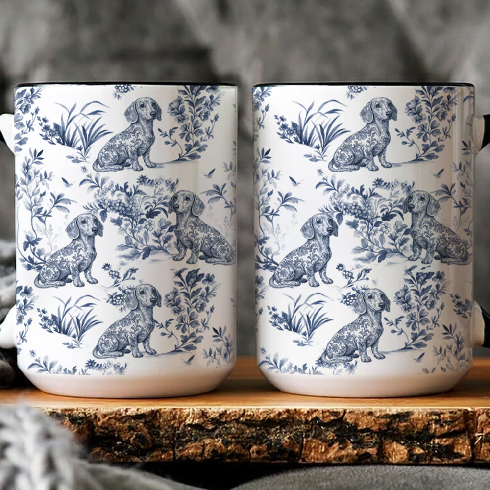 Custom Dog Breeds Toile de Jouy Mug - Blue Toile Coffee Cup for Dog Mom, Custom Dog Breeds Toile de Jouy Mug Lover Gifts, Dog Tea Drinkware Hv01