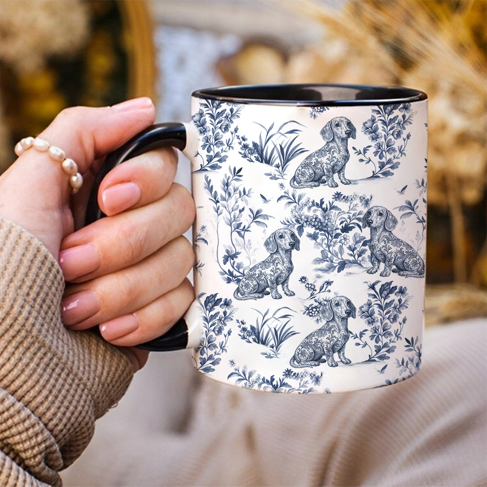 Custom Dog Breeds Toile de Jouy Mug - Blue Toile Coffee Cup for Dog Mom, Custom Dog Breeds Toile de Jouy Mug Lover Gifts, Dog Tea Drinkware Hv01