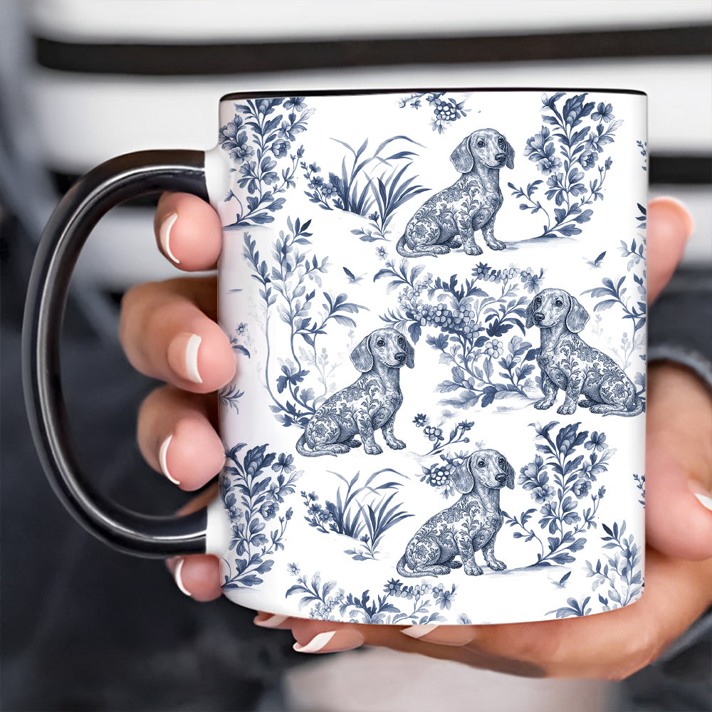 Custom Dog Breeds Toile de Jouy Mug - Blue Toile Coffee Cup for Dog Mom, Custom Dog Breeds Toile de Jouy Mug Lover Gifts, Dog Tea Drinkware Hv01