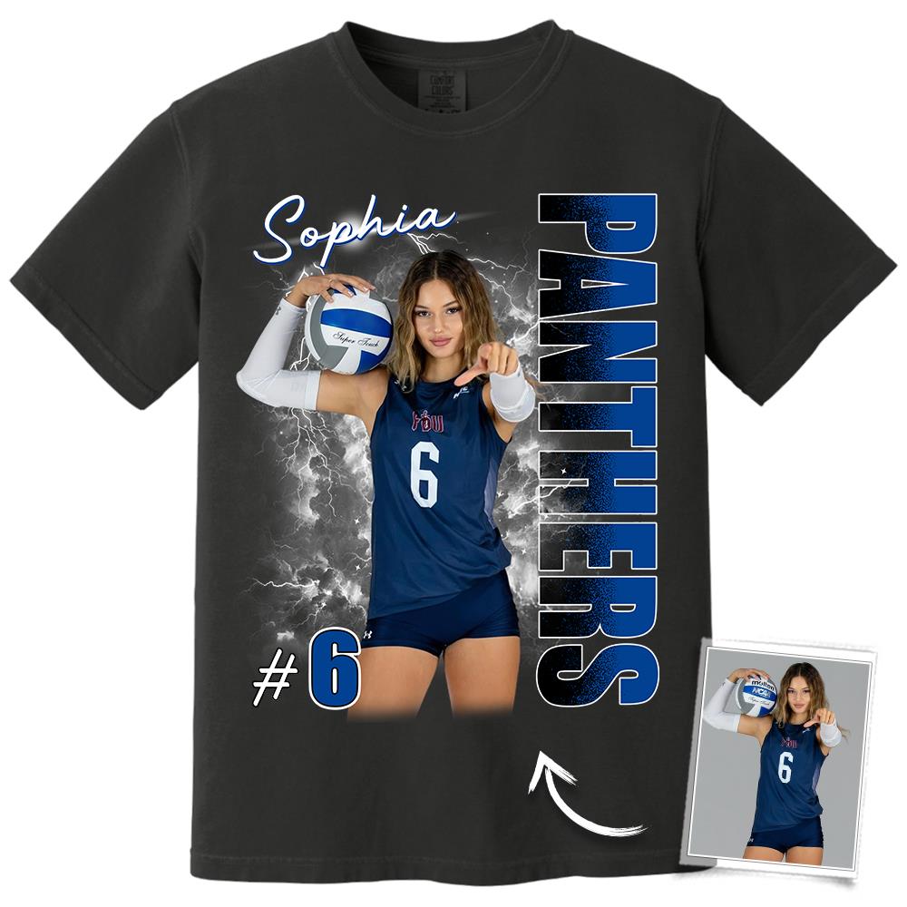 Custom Photo Volleyball Player Shirt - Personalized Team Name School Name Bootleg Shirt Vr2 Na02 Hv01