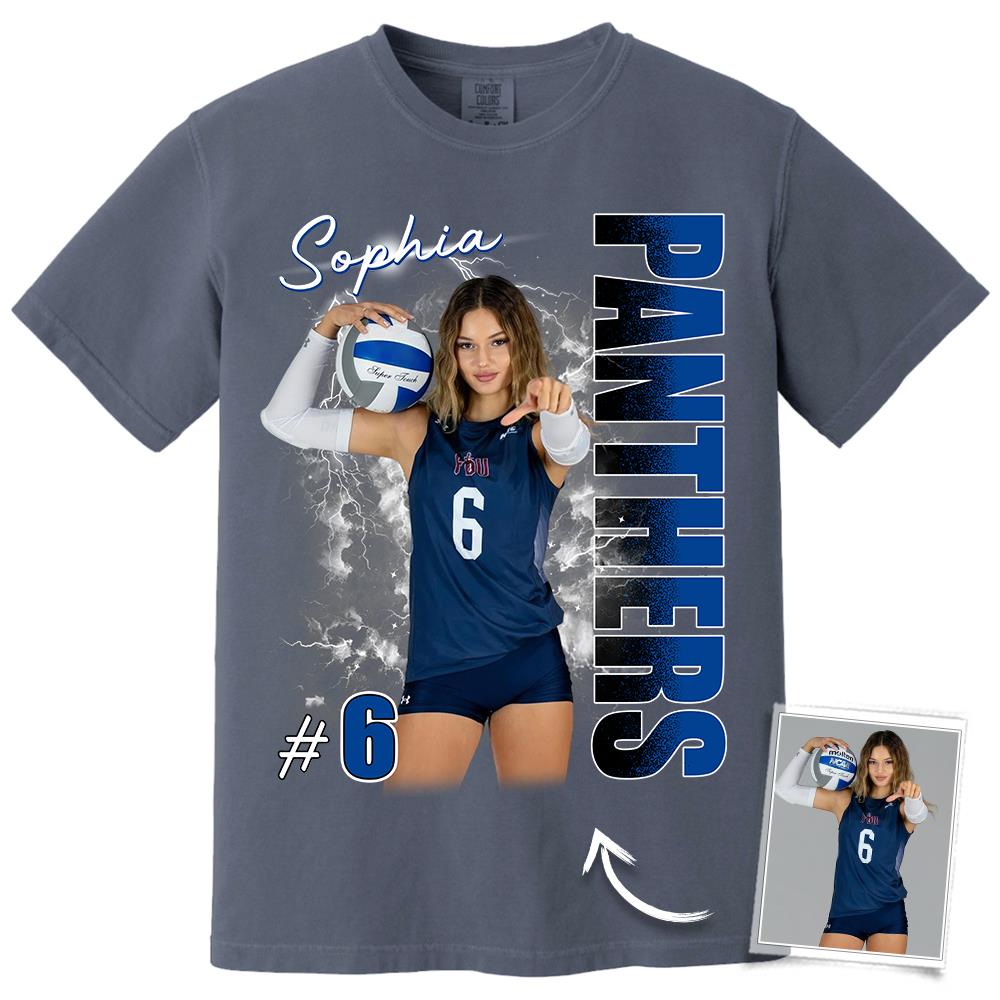 Custom Photo Volleyball Player Shirt - Personalized Team Name School Name Bootleg Shirt Vr2 Na02 Hv01