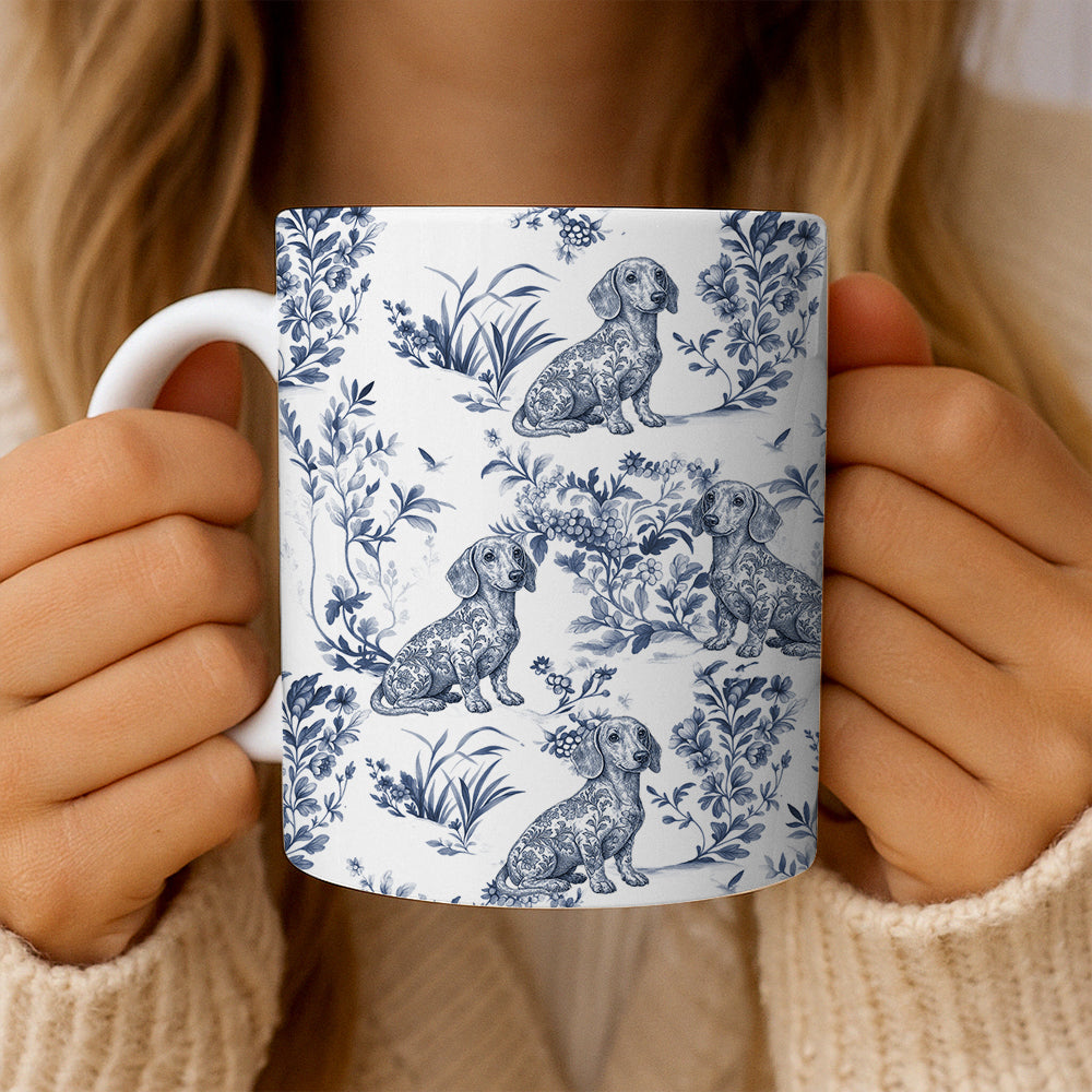 Custom Dog Breeds Toile de Jouy Mug - Blue Toile Coffee Cup for Dog Mom, Custom Dog Breeds Toile de Jouy Mug Lover Gifts, Dog Tea Drinkware Hv01
