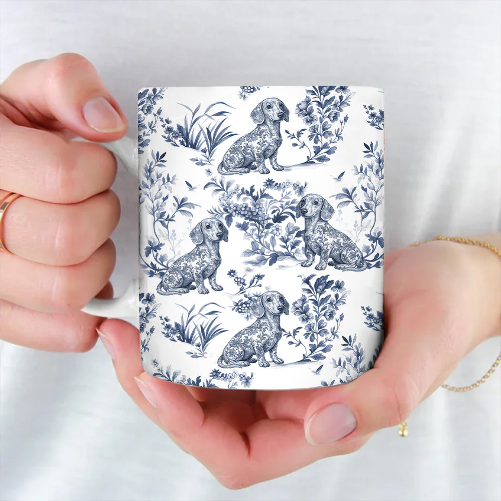 Custom Dog Breeds Toile de Jouy Mug - Blue Toile Coffee Cup for Dog Mom, Custom Dog Breeds Toile de Jouy Mug Lover Gifts, Dog Tea Drinkware Hv01