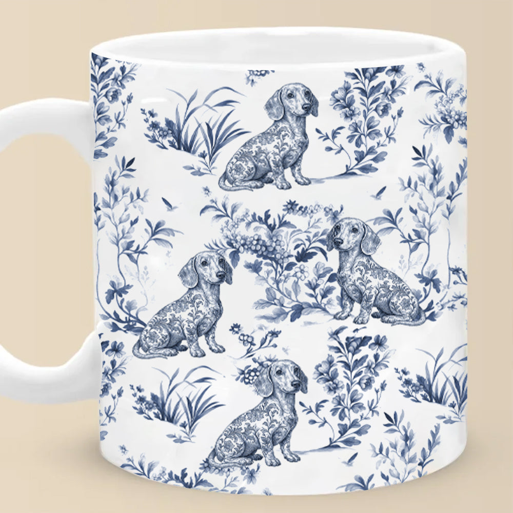 Custom Dog Breeds Toile de Jouy Mug - Blue Toile Coffee Cup for Dog Mom, Custom Dog Breeds Toile de Jouy Mug Lover Gifts, Dog Tea Drinkware Hv01