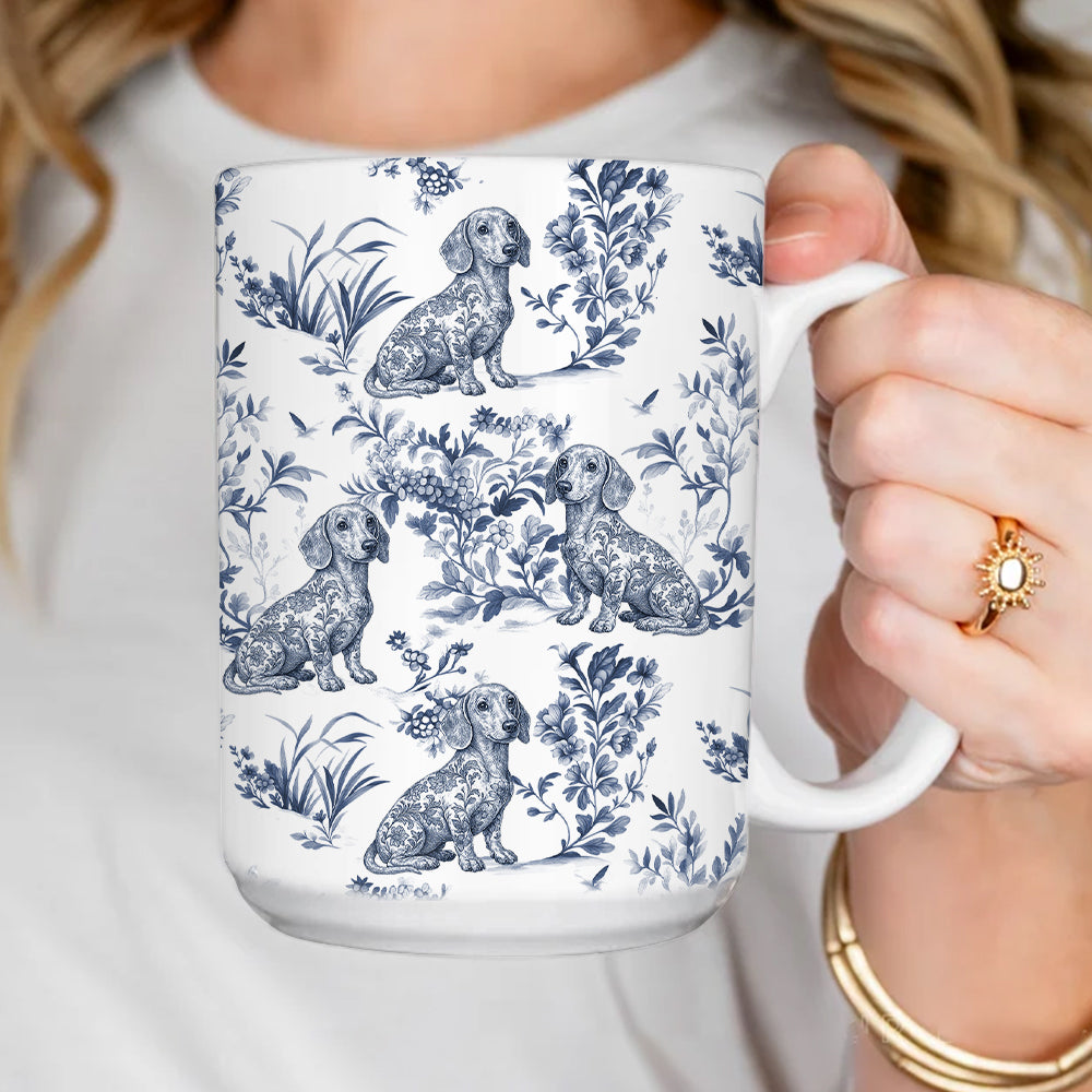 Custom Dog Breeds Toile de Jouy Mug - Blue Toile Coffee Cup for Dog Mom, Custom Dog Breeds Toile de Jouy Mug Lover Gifts, Dog Tea Drinkware Hv01