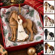 Personalized Girl And Horse Christmas Ornament, Horse Lover Gift VH01