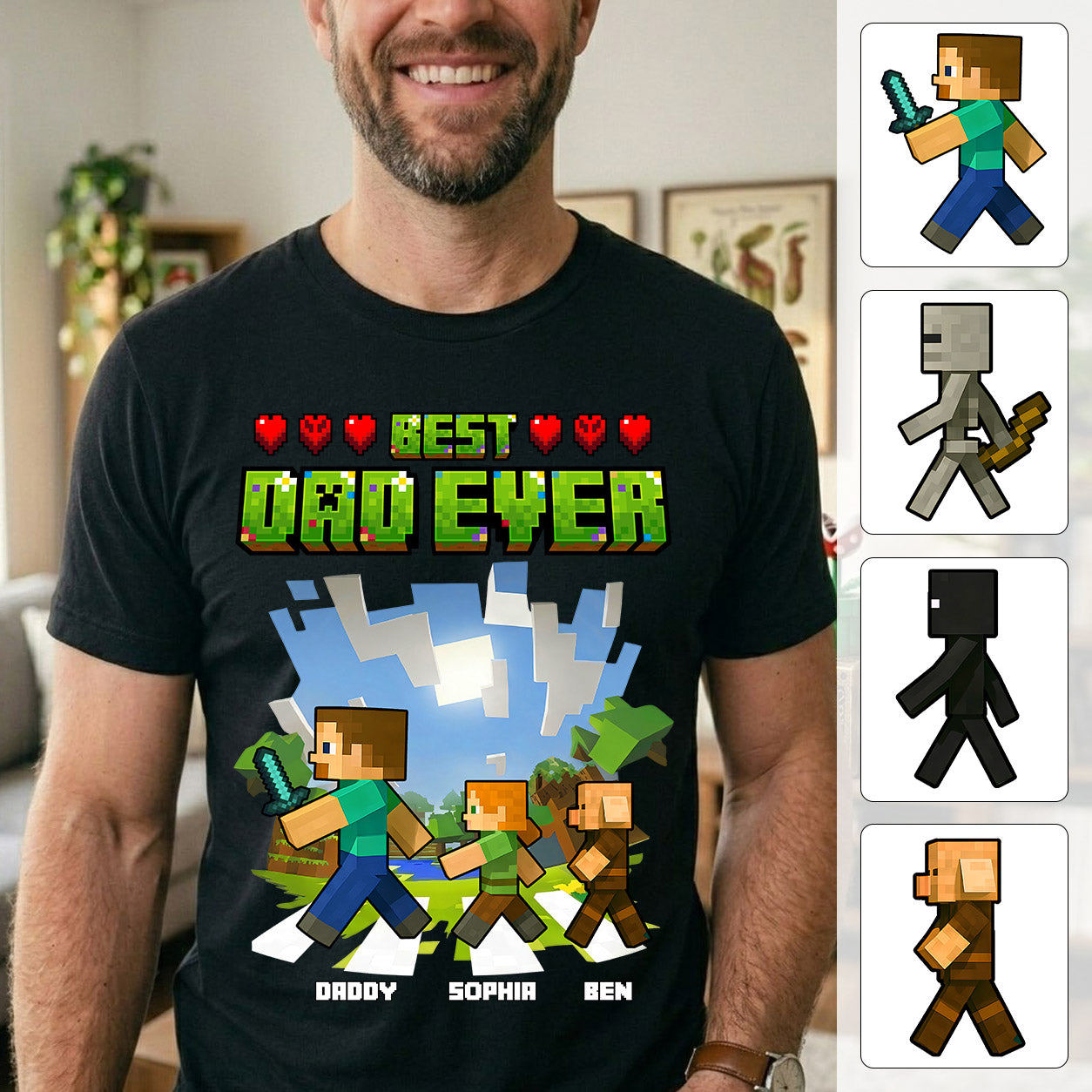 DadCraft Best Dad Ever, Personalized DadCraft Shirt With Kids Name, Gifts For Dad, For Father's Day MI209 VH01