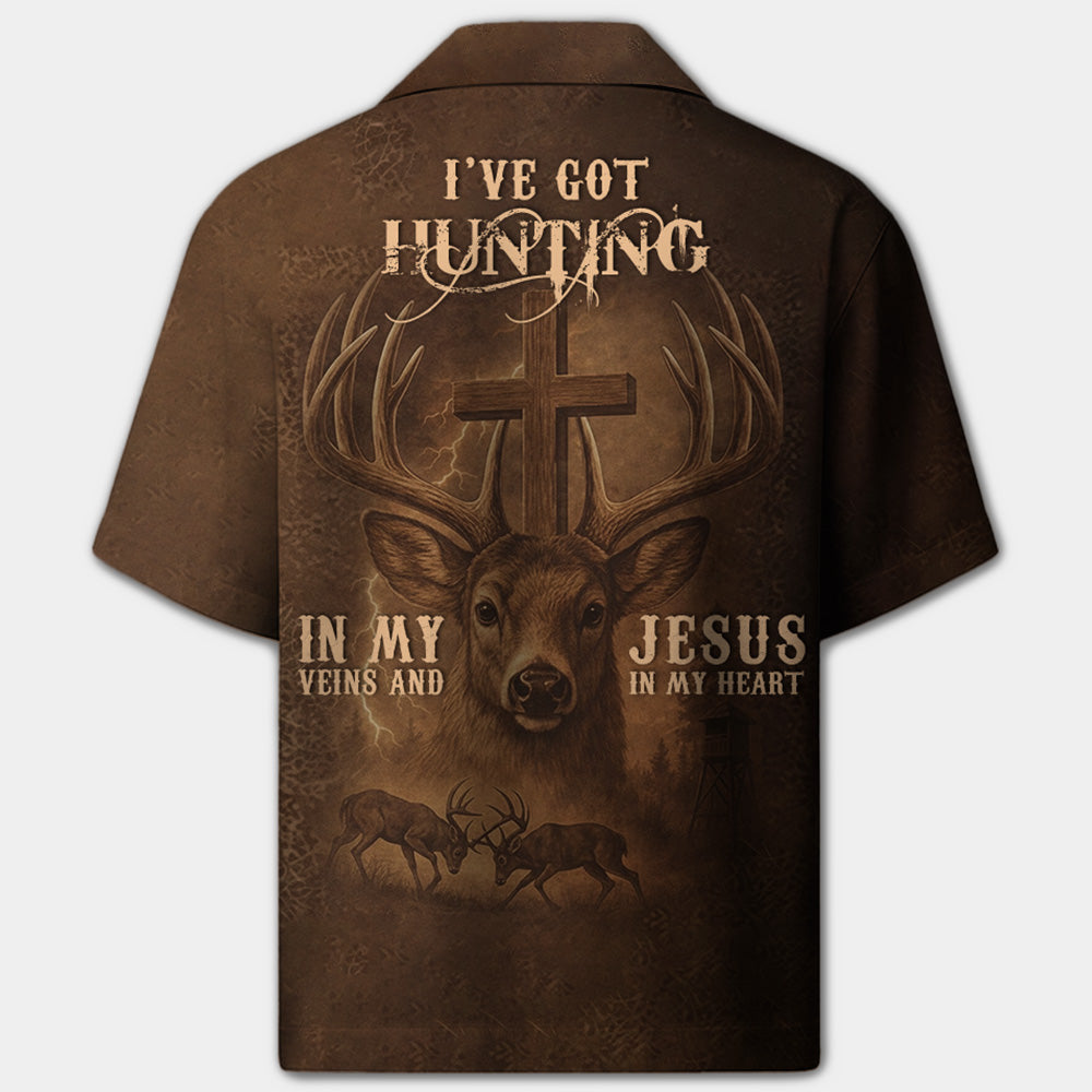 I've Got Hunting In My Veins And Jesus In My Heart Hawaiian Shirt Li29