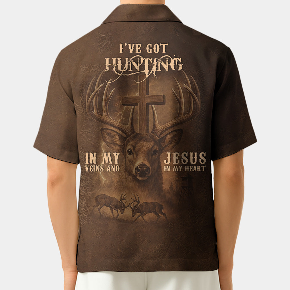 I've Got Hunting In My Veins And Jesus In My Heart Hawaiian Shirt Li29