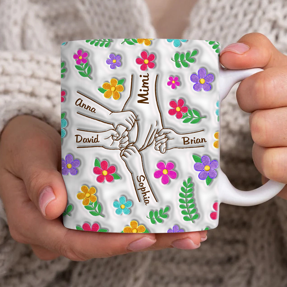 Mother's Day - Personalized Holding Mimi‘s Hand 3D Inflated Effect Mug