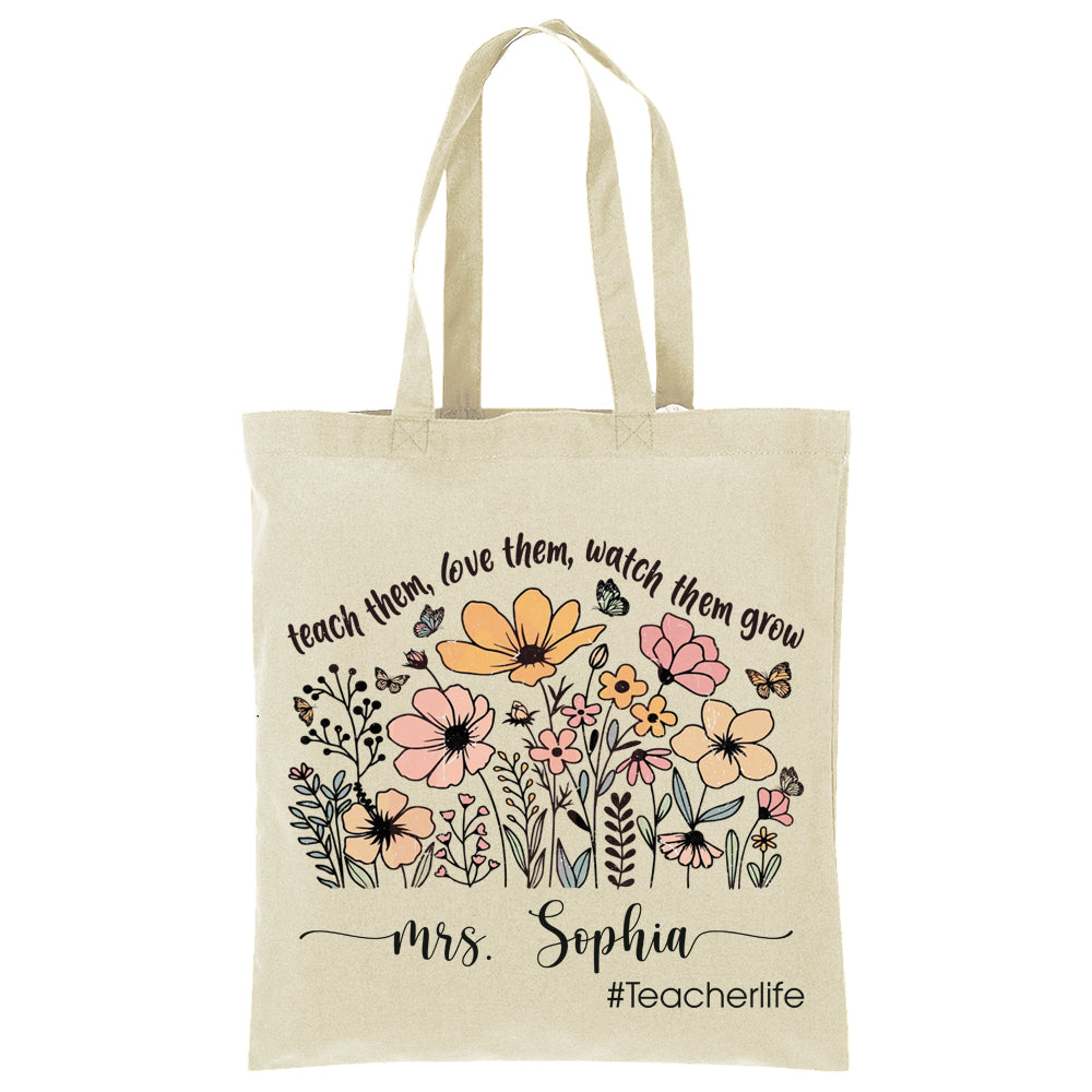 Teacher Appreciation Gift Tote Bag Canvas - Custom Teacher Gift -Personalized School Bag Gifted Teacher Tote Reusable Bag School Campus Bag Hv01
