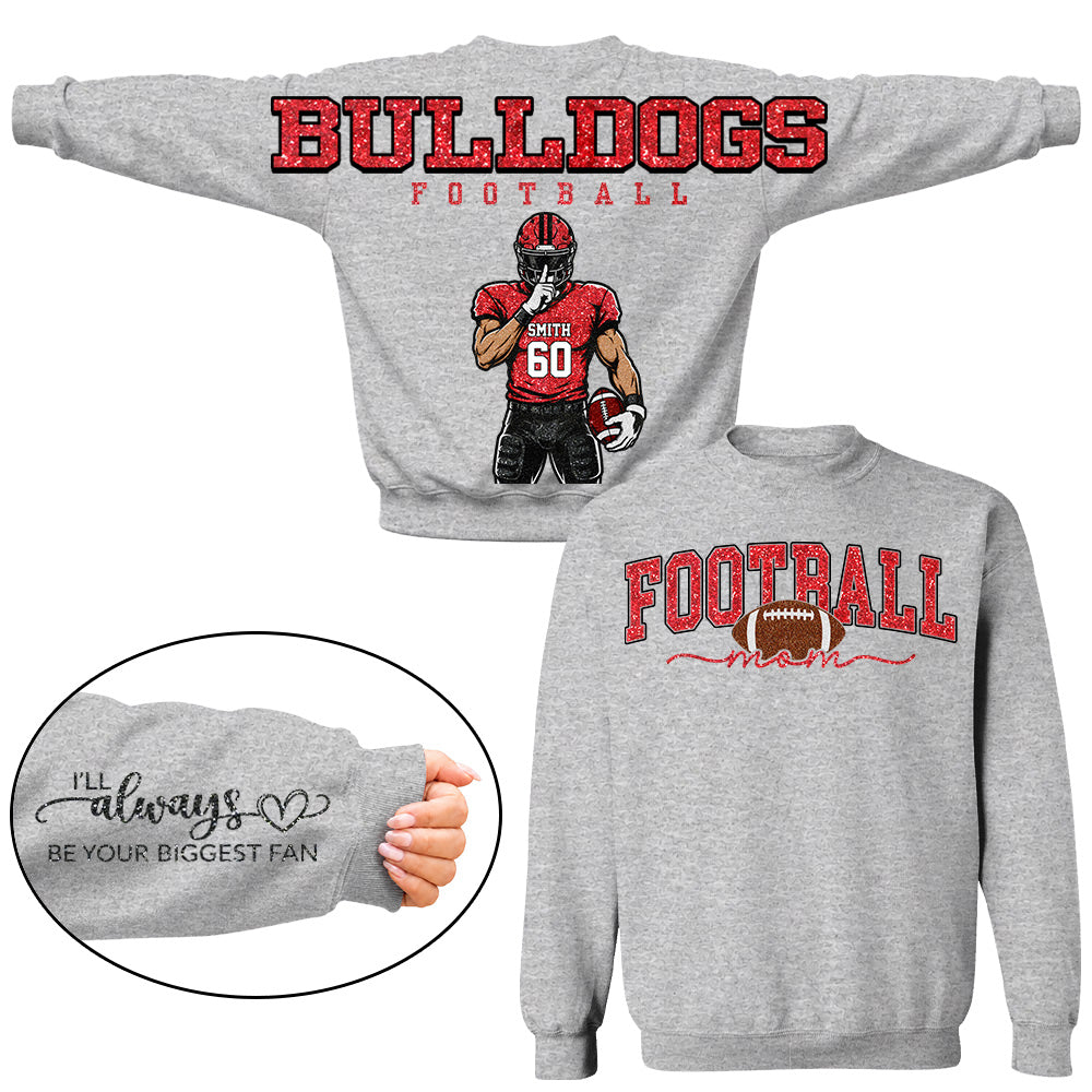 Personalized I'll Always Be Your Biggest Fan Shirt, Custom Player Name & Number Shirt, Football Mom Gift Na02 VH01