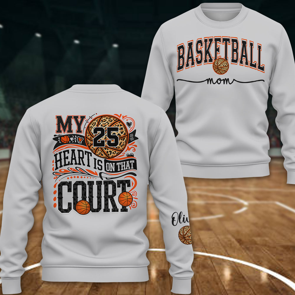 My Heart Is On That Court - Personalized Basketball 3D Shirt For Family NA04