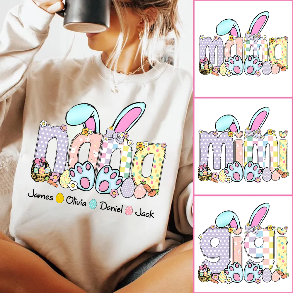 Personalized Easter GiGi Shirt, Custom Gift For Nickname and Kids Names T1807