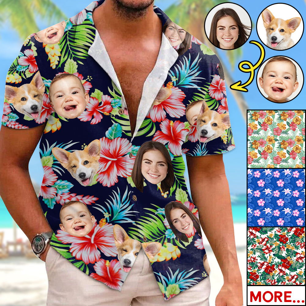 Custom Hawaiian Shirt With Face for Men, Tropical Vibes Beach Shirt