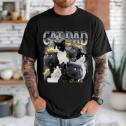 Custom Christmas Cat Dad Shirt - Personalized Photo Gift for Cat Lover, Cat Dad, or Pet Parent - Customizable Bootleg Pet Photo Tee