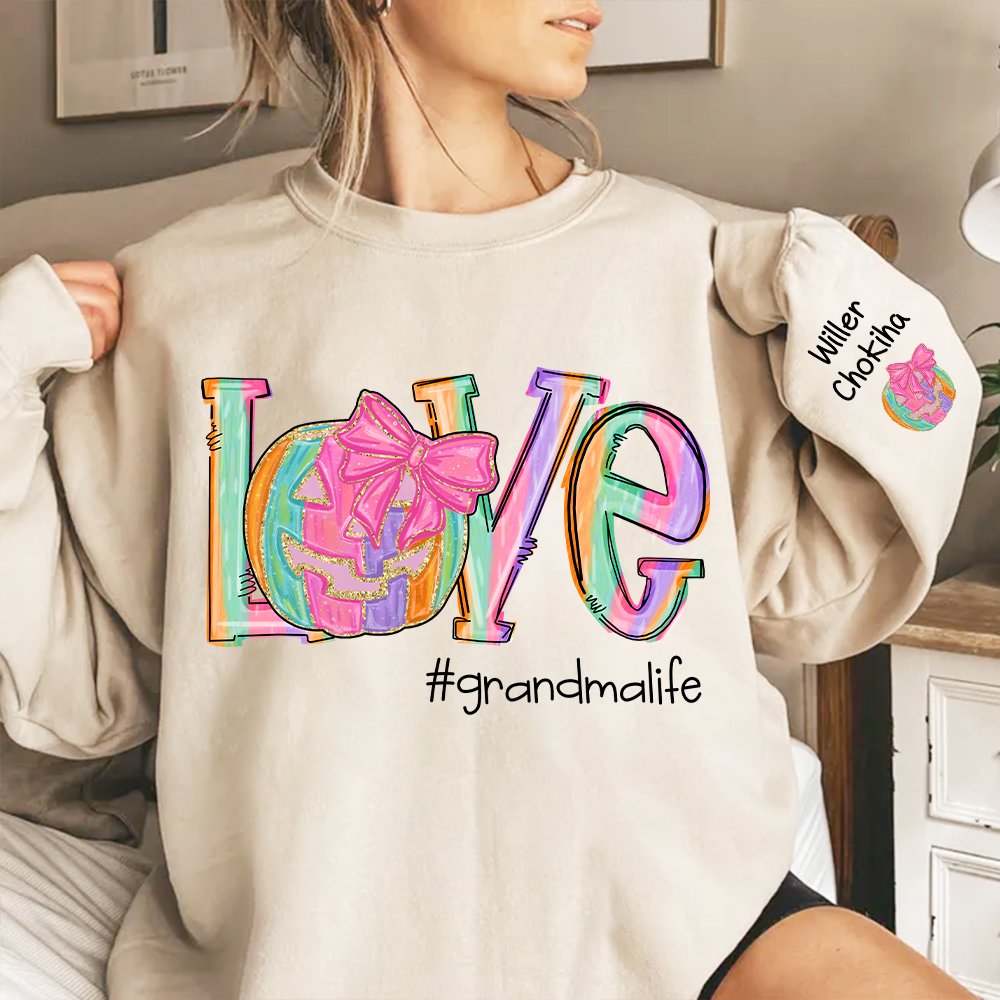 Personalized Love Grandma Life Pastel Faux Glitter Shirt