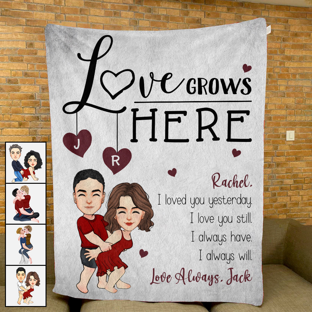 Love Grows Here Couples - Personalized Blanket For Couple