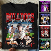Custom Baseball Player Photo With Vintage Style Bootleg Shirt, Personalized Gift For Baseball Player A2110