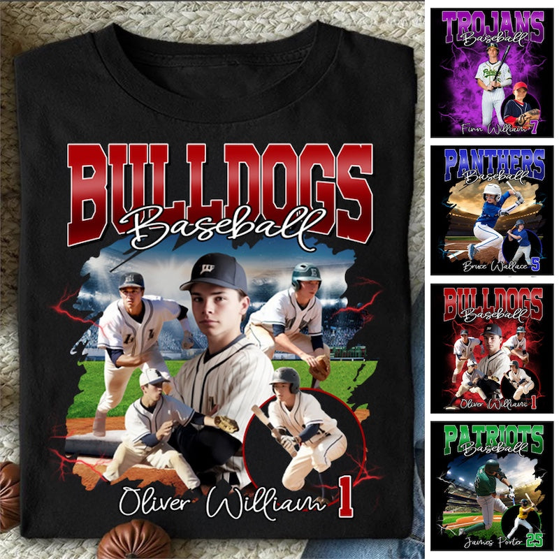 Custom Baseball Player Photo With Vintage Style Bootleg Shirt, Personalized Gift For Baseball Player A2110