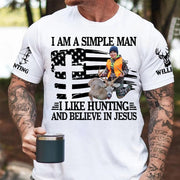 I'm A Simple Man I Like Hunting And Believe In Jesus Shirt Personalized Photo Deer Hunting Shirt Gift For Hunting Family Na02