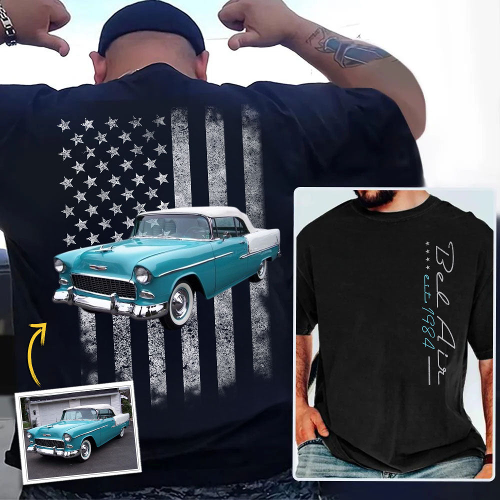Custom American Flag Car Shirt - Personalized Name Car Shirt A2110