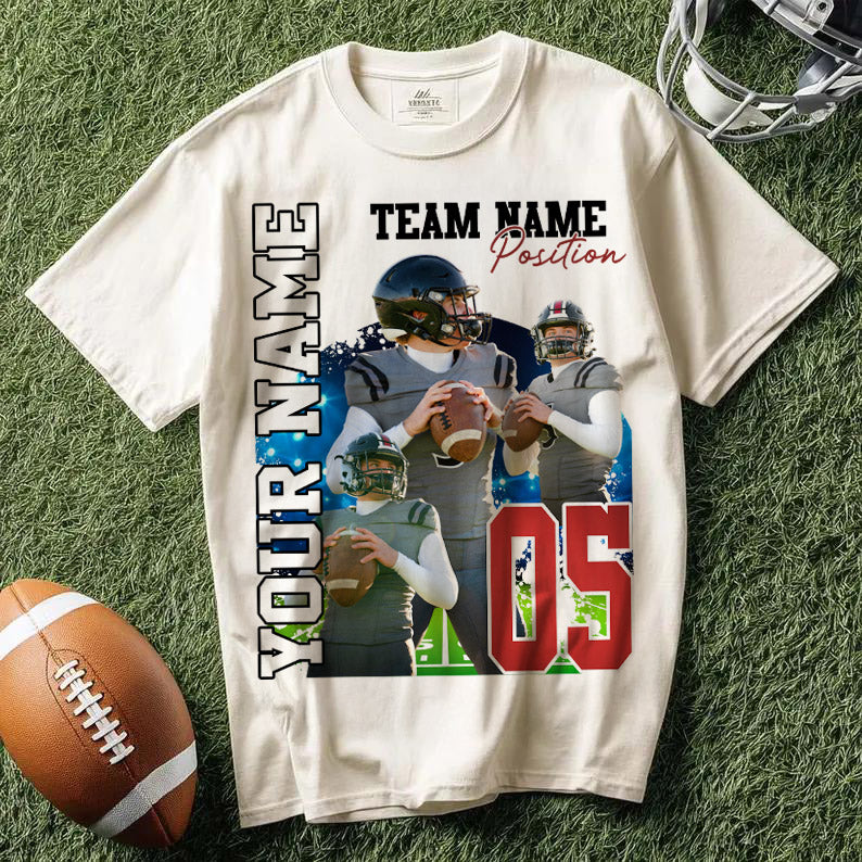 Customized American Football Photos Collage Shirt, Personalized Football Shirt With Name & Number, Football Team Gift, Sport Lover Gift
