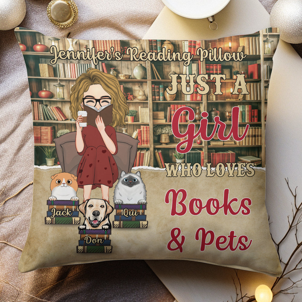 Reading Pillow - Just A Girl Who Loves Books - Cute Custom Pillow For Book Lovers NA04 TU20