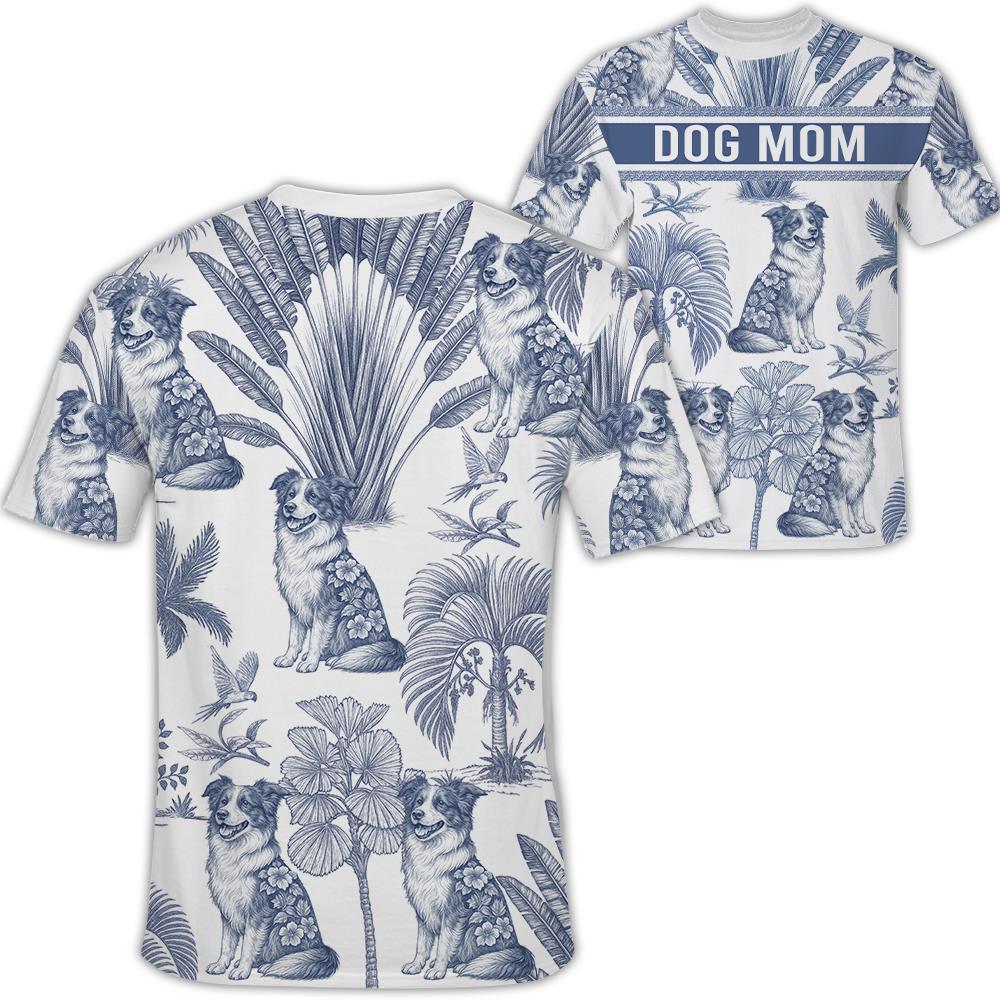 Custom Dog Mom Toile De Jouy Style, Personalized All Over Print Shirt Nh00