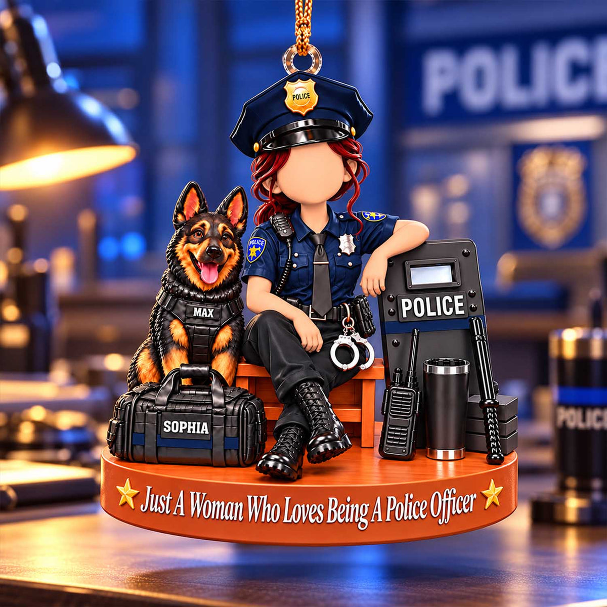 Custom Just A Woman Who Loves Being A Police Officer Ornament, Christmas Gift For Police Officer L0411 Pt99
