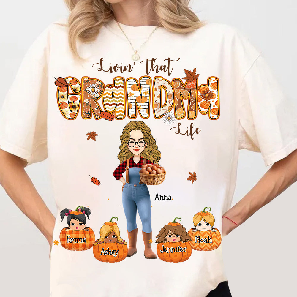 Living That Grandma Life - Personalized Autumn Shirt Family Gifts For Grandma NA04 Li29