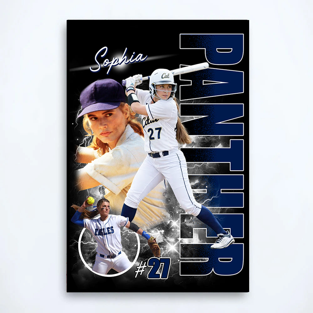 Custom Photo Softball Player Poster - Personalized Team Name School Name Bootleg Poster Softball T180