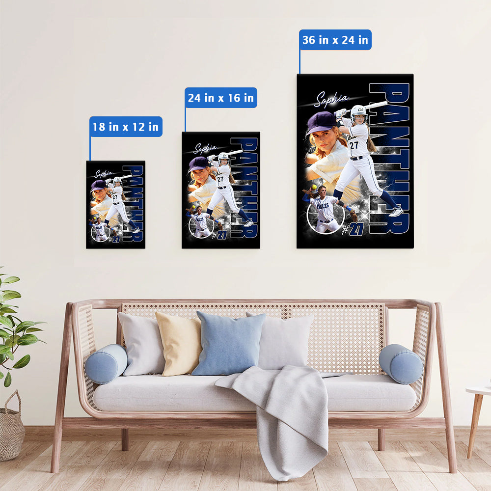 Custom Photo Softball Player Poster - Personalized Team Name School Name Bootleg Poster Softball T180