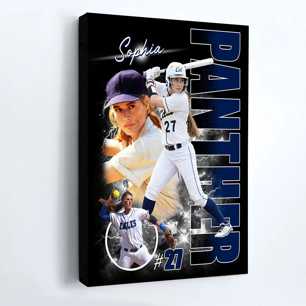 Custom Photo Softball Player Poster - Personalized Team Name School Name Bootleg Poster Softball T180