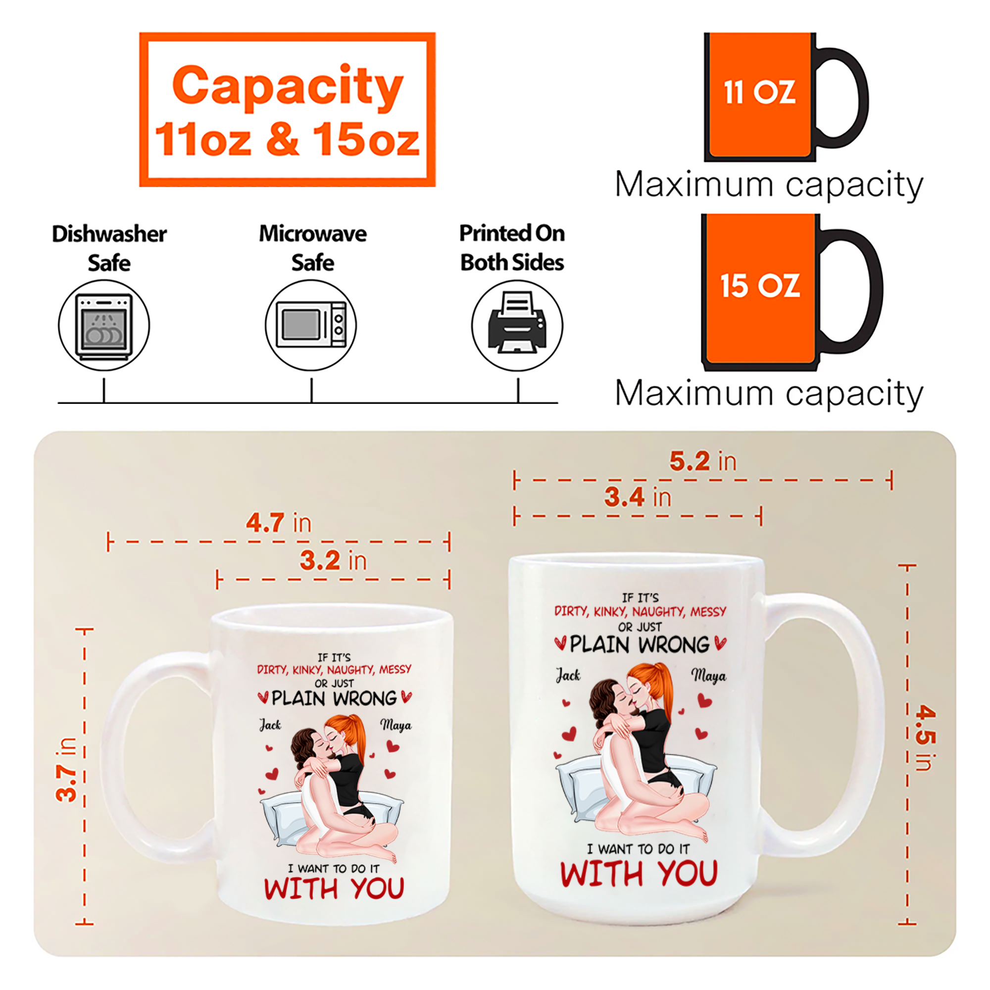 Cute Couple Mug - If It's Dirty, Kinky, Naughty, Messy or Just Plain Wrong I Want to Do It With You - Personalized Gift For Couples NA04 Pa00