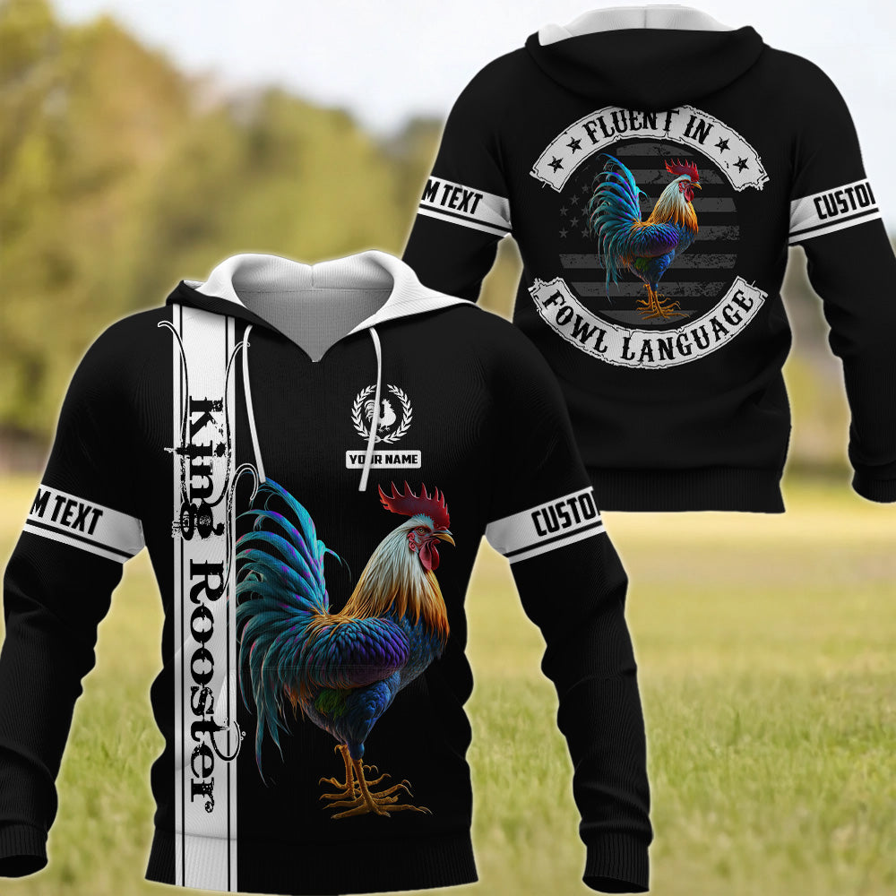 Fluent in Fowl Language, Personalized Rooster Shirt, Gift For Rooster Lover T1807 Pt99