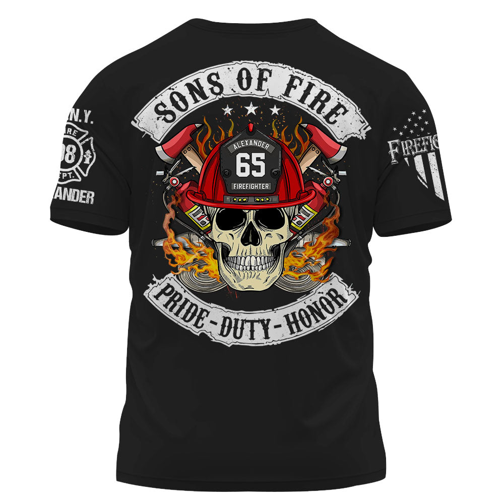 Custom Shirt Sons of Fire Pride Duty Honor Personalized Shirt For Fireman Firefighter K1702 Trhn