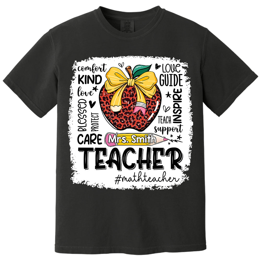 Personalized Teacher Leopard Apple Custom Name Shirt Teacher Appreciation Gift T1807 Do99