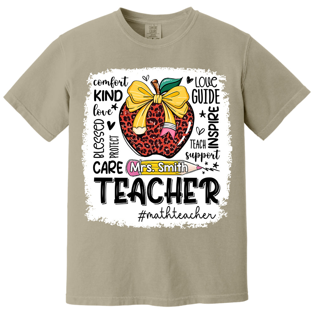 Personalized Teacher Leopard Apple Custom Name Shirt Teacher Appreciation Gift T1807 Do99