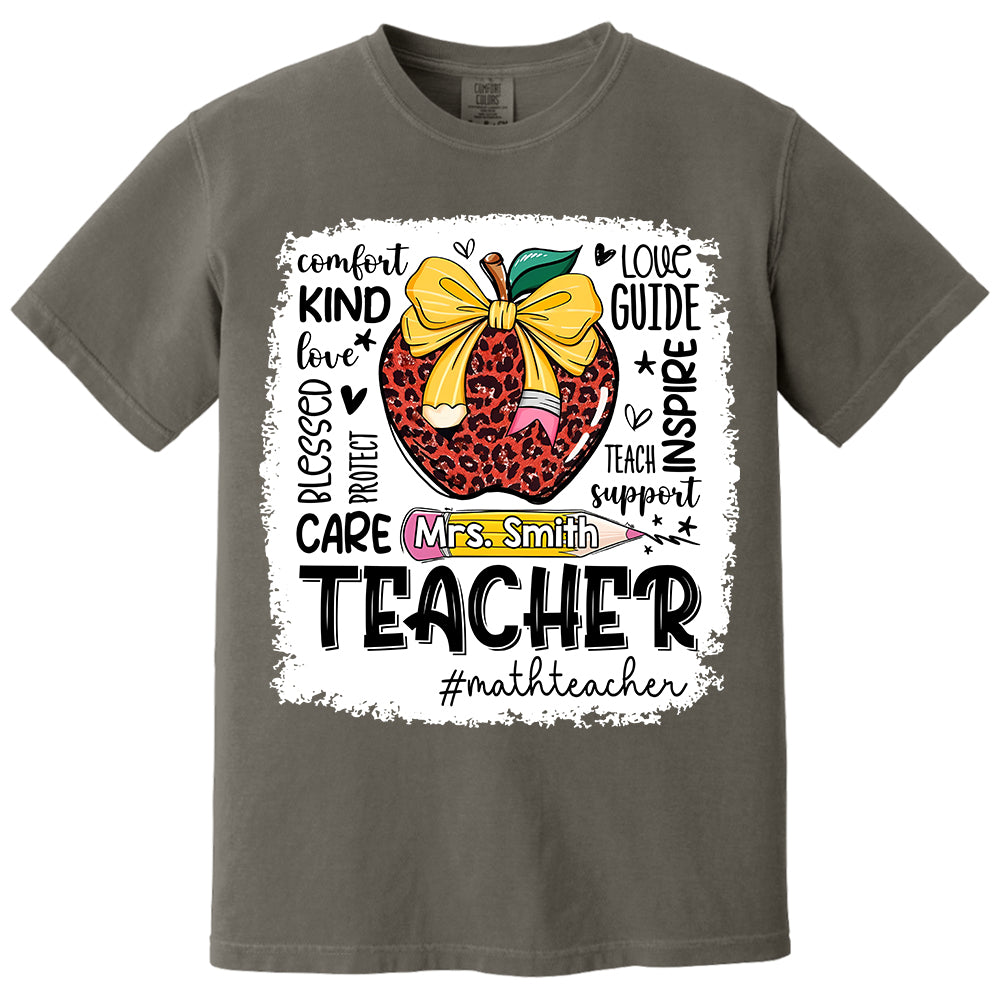 Personalized Teacher Leopard Apple Custom Name Shirt Teacher Appreciation Gift T1807 Do99