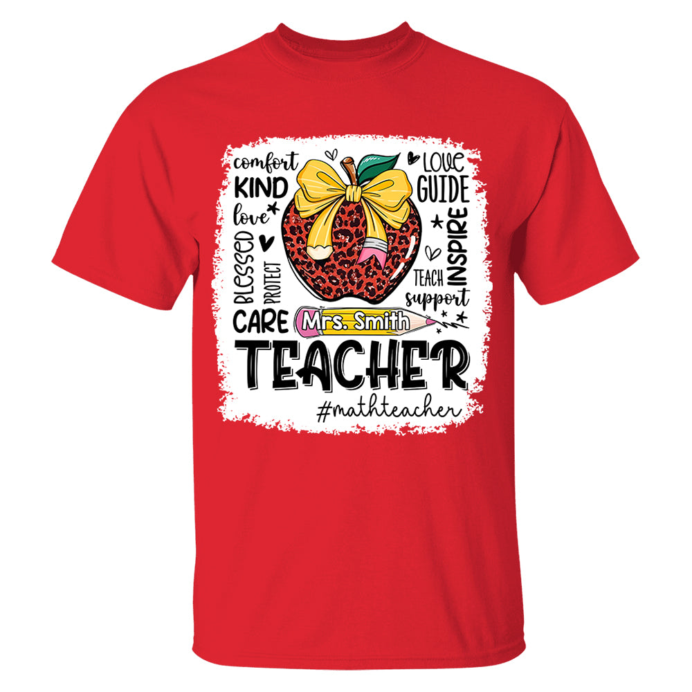 Personalized Teacher Leopard Apple Custom Name Shirt Teacher Appreciation Gift T1807 Do99