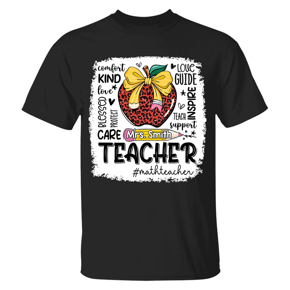 Personalized Teacher Leopard Apple Custom Name Shirt Teacher Appreciation Gift T1807 Do99