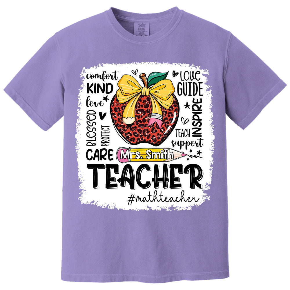 Personalized Teacher Leopard Apple Custom Name Shirt Teacher Appreciation Gift T1807 Do99
