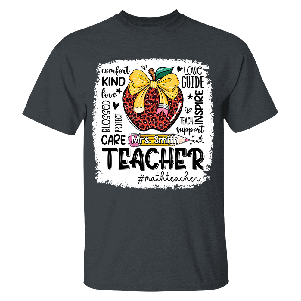 Personalized Teacher Leopard Apple Custom Name Shirt Teacher Appreciation Gift T1807 Do99